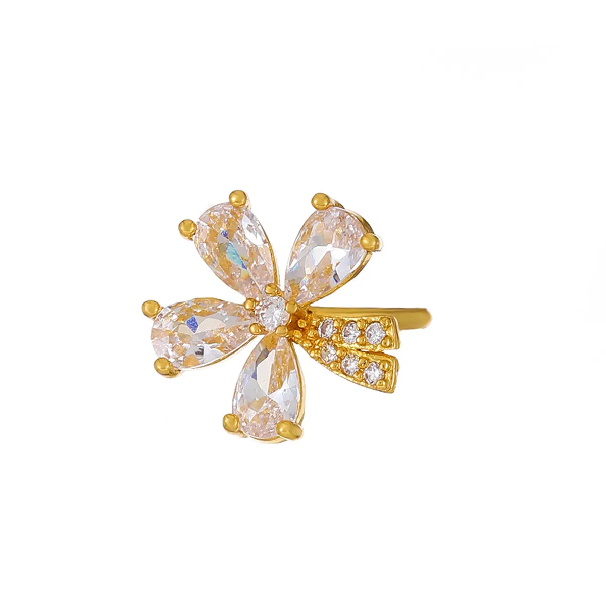 Crystal & Cubic Zirconia Floral Ear Cuff