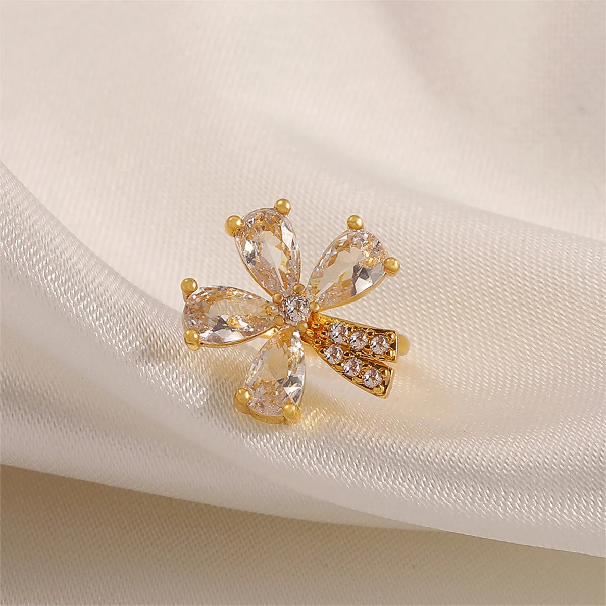 Crystal & Cubic Zirconia Floral Ear Cuff