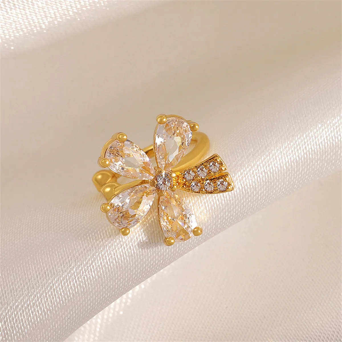 Crystal & Cubic Zirconia Floral Ear Cuff