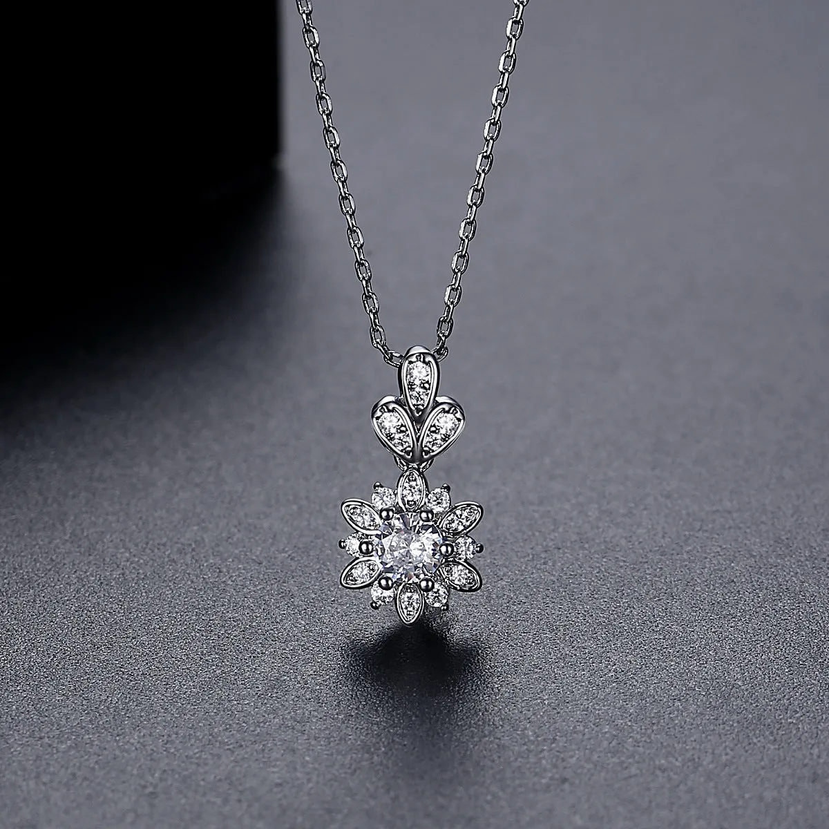 Crystal & Cubic Zirconia Flower Pendant Necklace