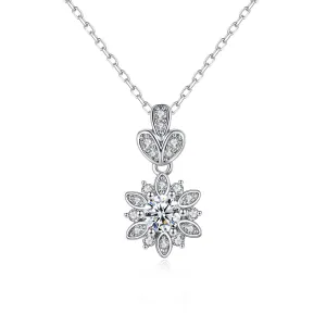 Crystal & Cubic Zirconia Flower Pendant Necklace