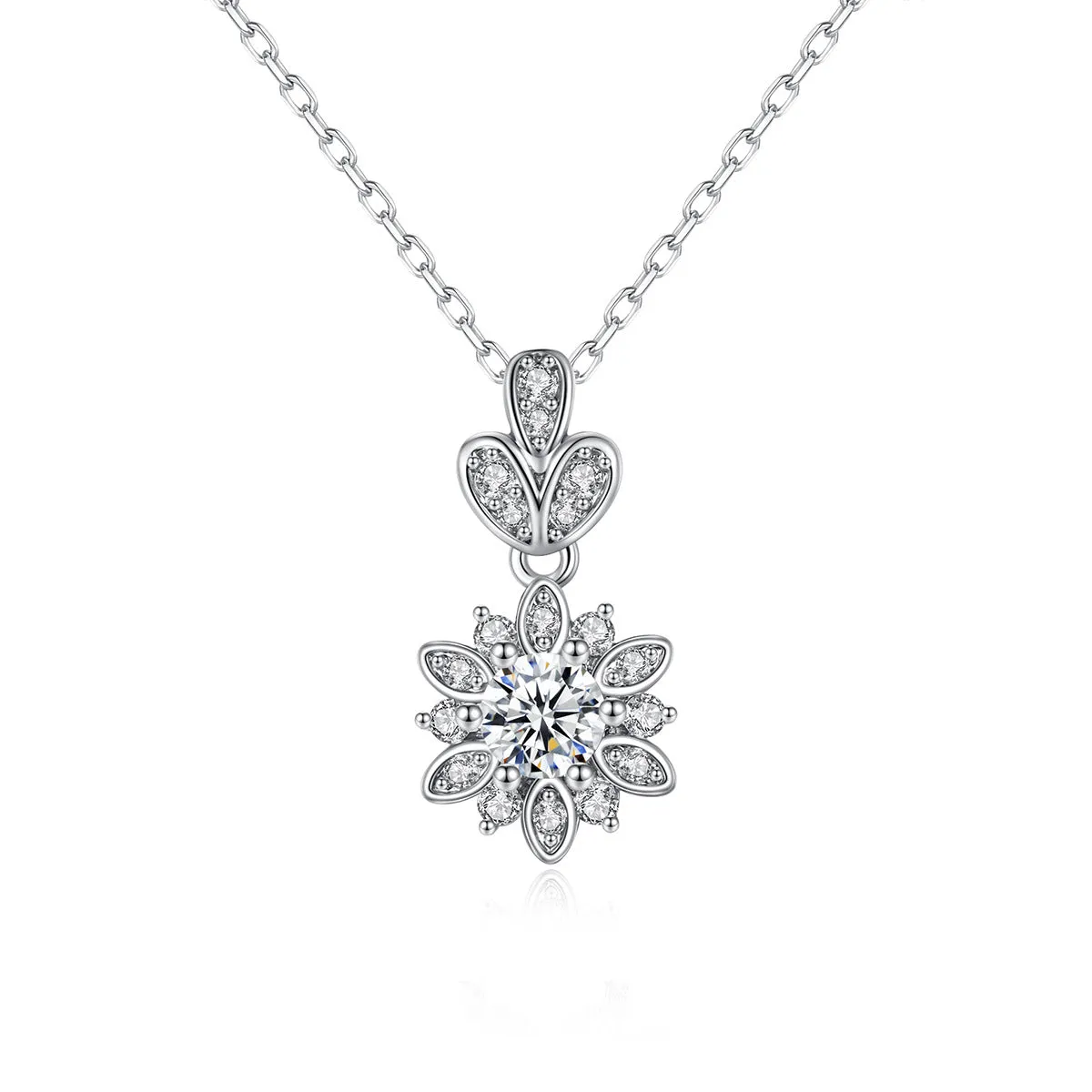 Crystal & Cubic Zirconia Flower Pendant Necklace