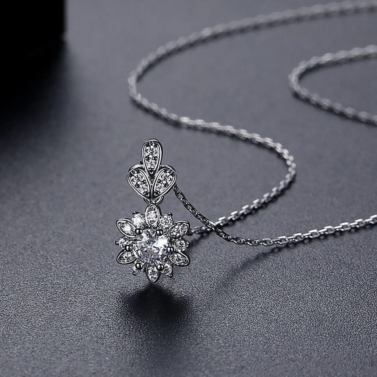 Crystal & Cubic Zirconia Flower Pendant Necklace