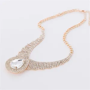 Crystal & Cubic Zirconia Layer Drop Statement Necklace