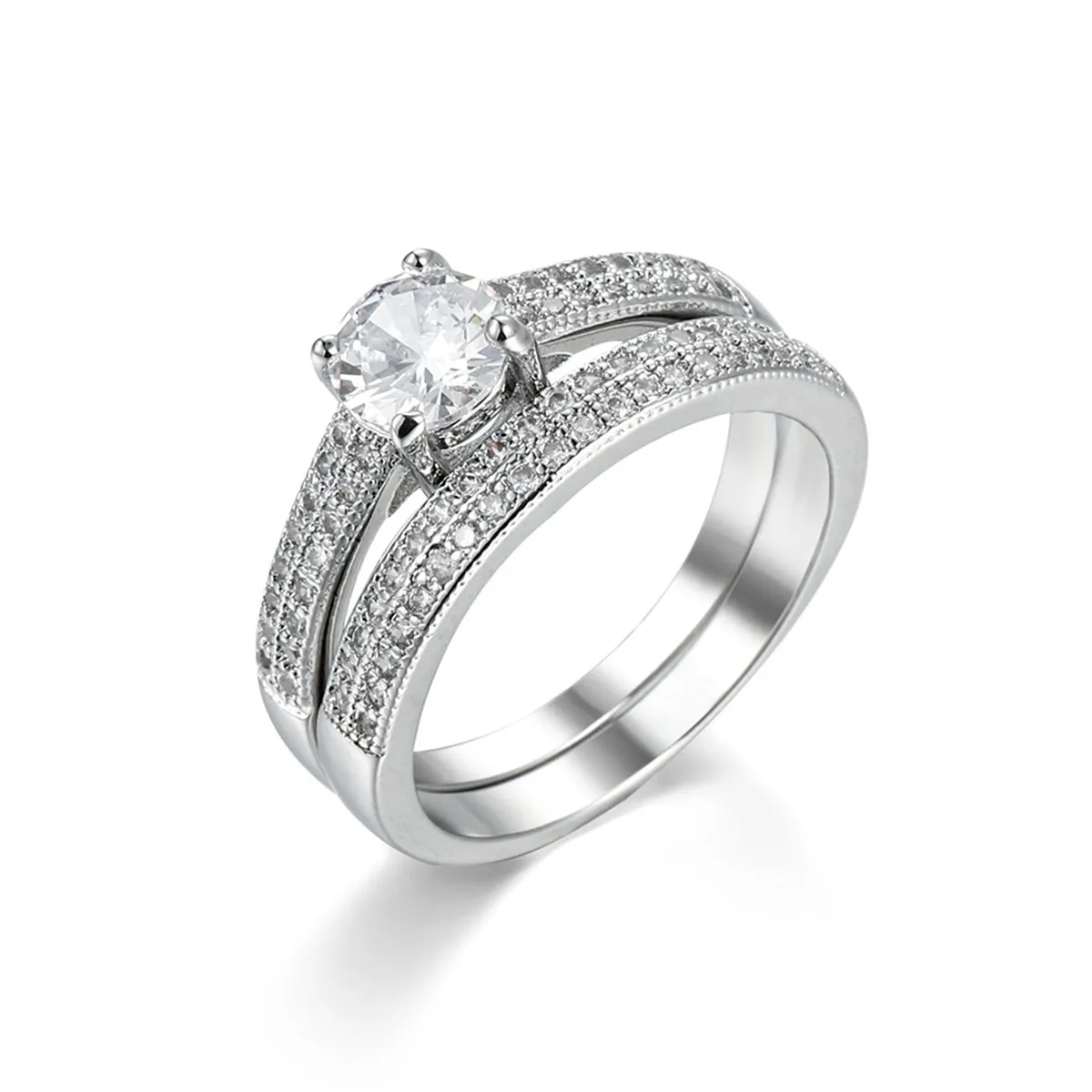 Crystal & Cubic Zirconia Pavé Stacking Ring Set