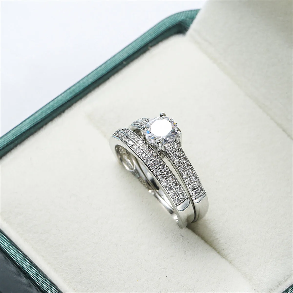 Crystal & Cubic Zirconia Pavé Stacking Ring Set