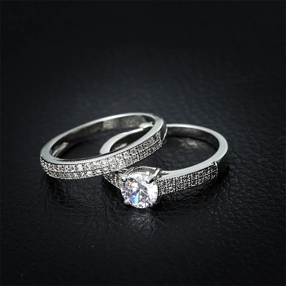 Crystal & Cubic Zirconia Pavé Stacking Ring Set