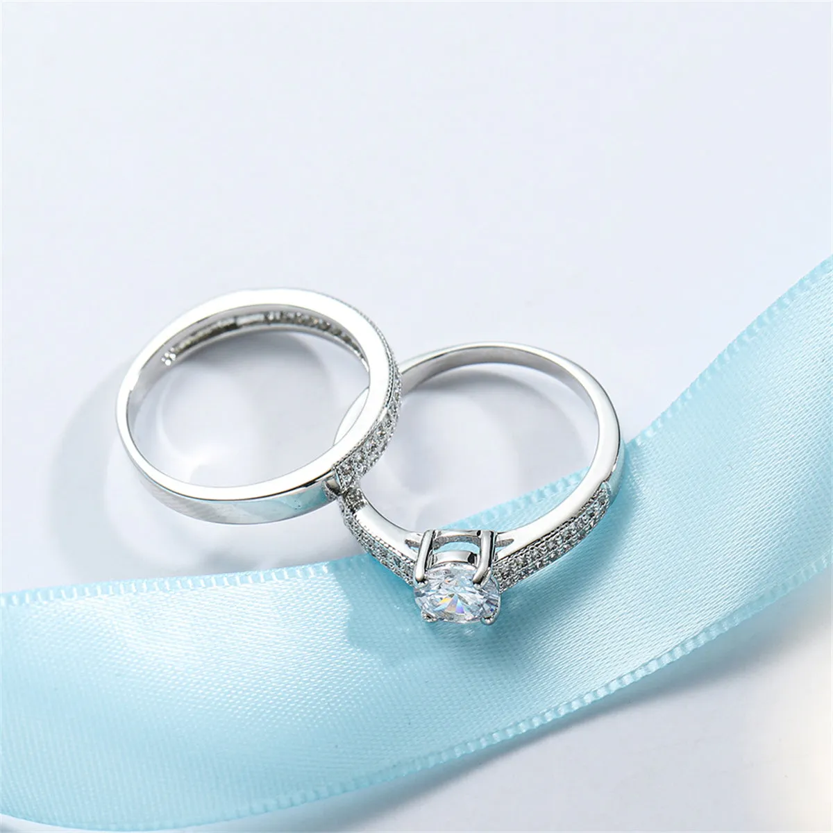 Crystal & Cubic Zirconia Pavé Stacking Ring Set