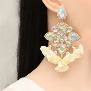 Crystal & Cubic Zirconia Silk 18K Gold-Plated Multicolor Floral Tassel Drop Earrings