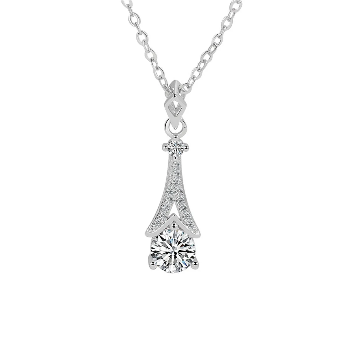 Crystal & Cubic Zirconia Silver-Plated Arrow Pendant Necklace