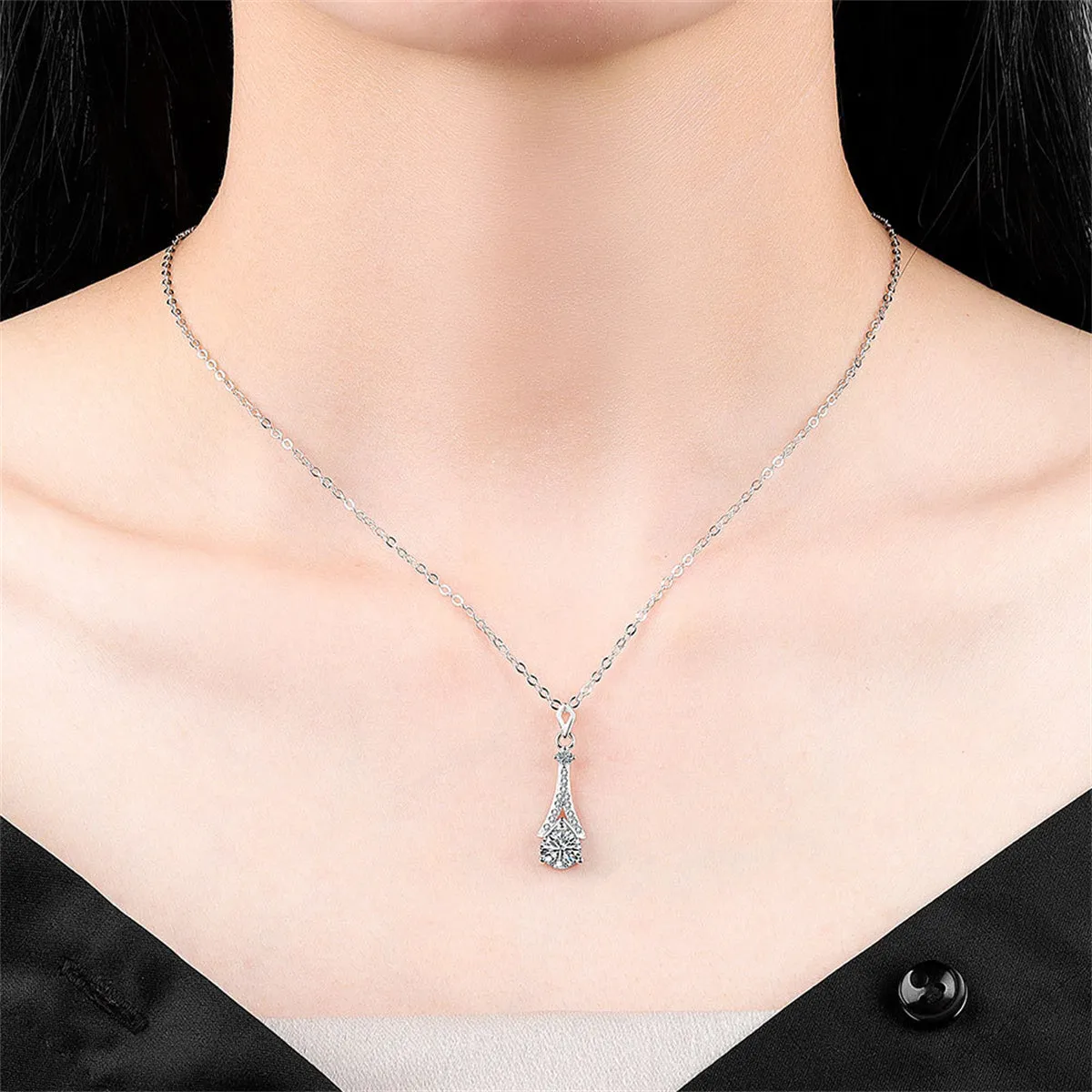 Crystal & Cubic Zirconia Silver-Plated Arrow Pendant Necklace