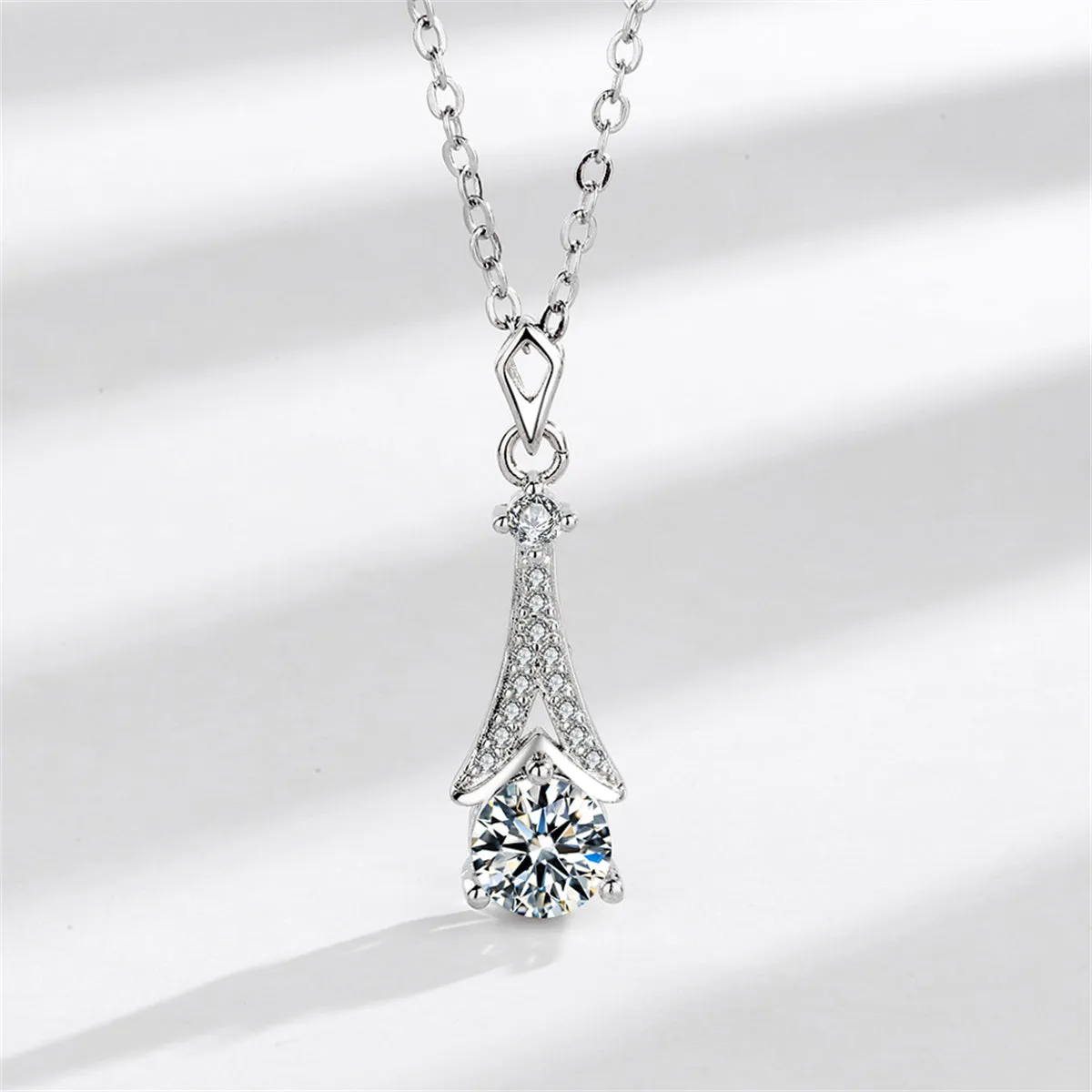 Crystal & Cubic Zirconia Silver-Plated Arrow Pendant Necklace