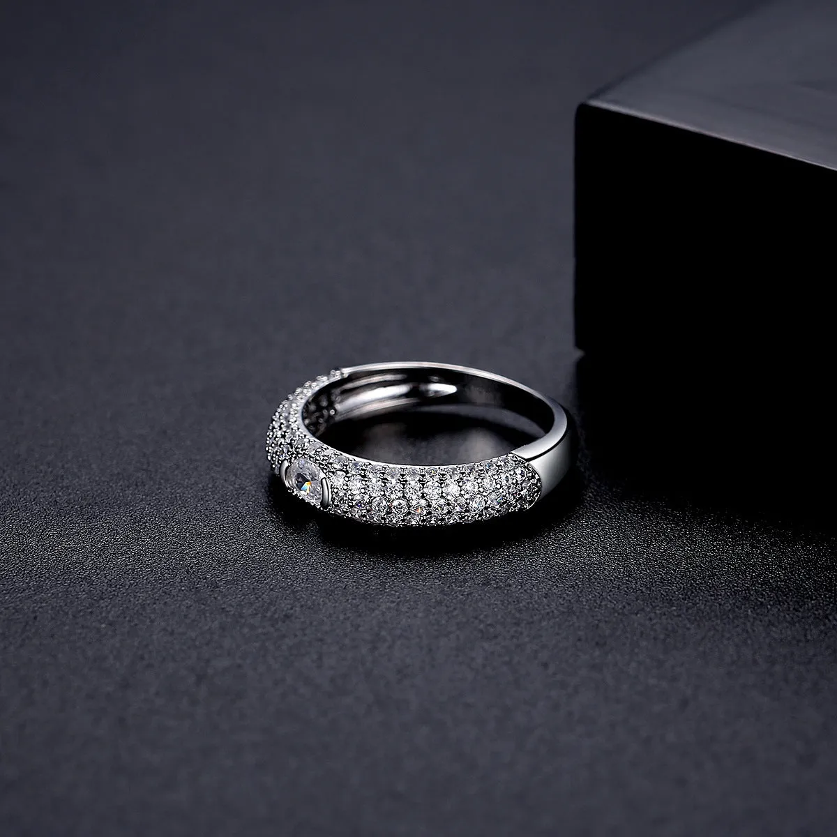 Crystal & Cubic Zirconia Silver-Plated Band Ring
