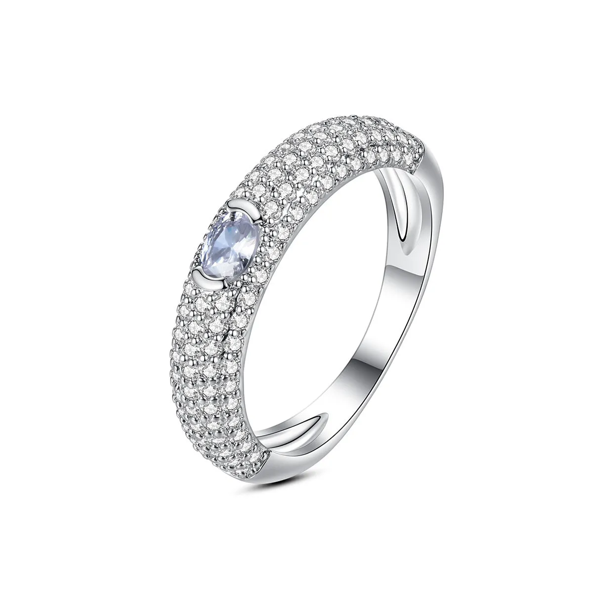 Crystal & Cubic Zirconia Silver-Plated Band Ring