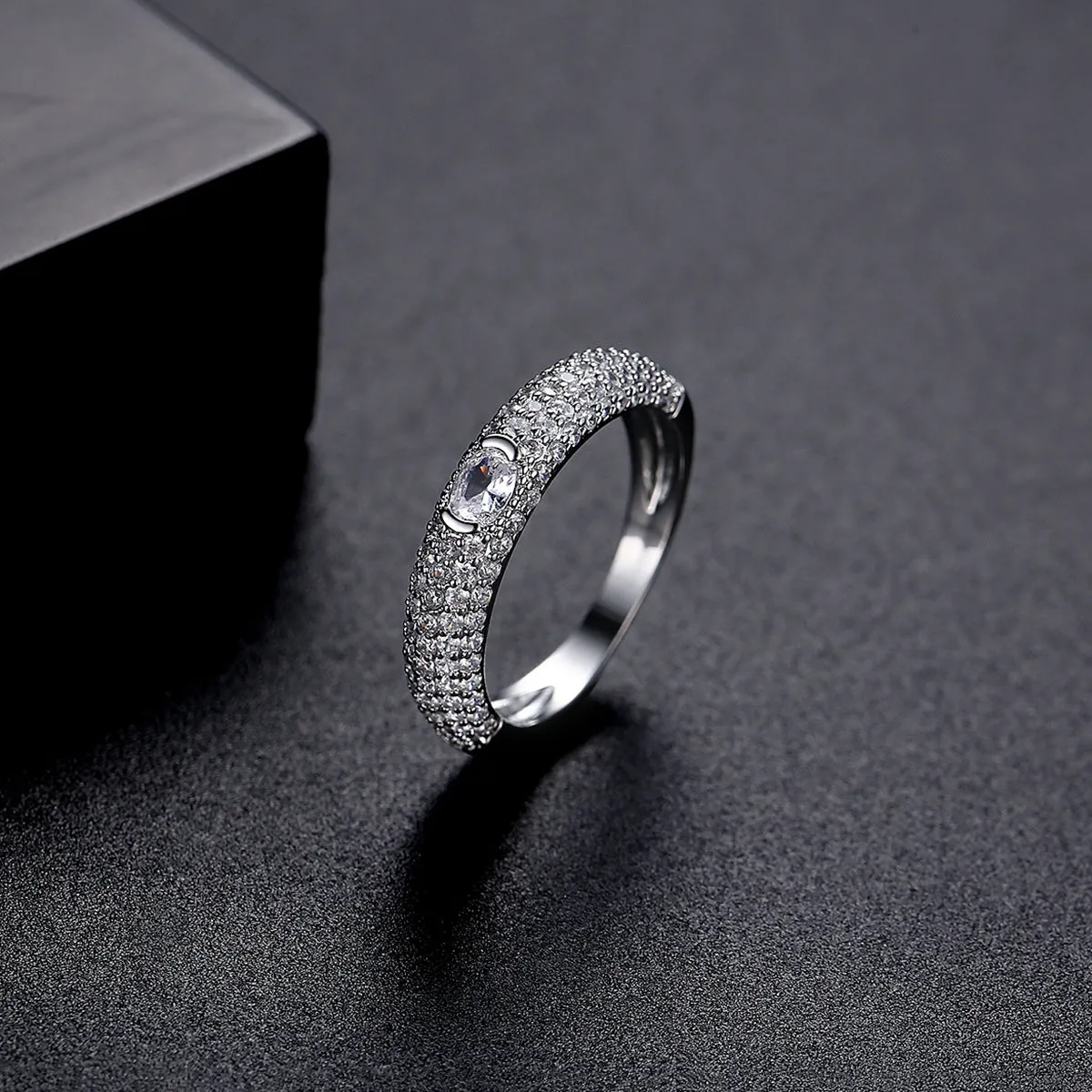 Crystal & Cubic Zirconia Silver-Plated Band Ring