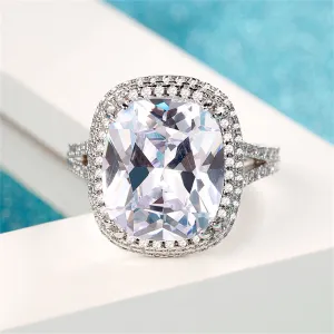 Crystal & Cubic Zirconia Silver-Plated Cushion Ring
