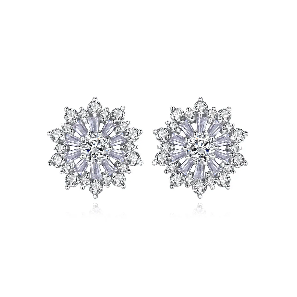 Crystal & Cubic Zirconia Silver-Plated Flower Stud Earrings