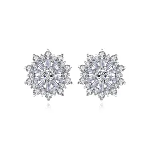 Crystal & Cubic Zirconia Silver-Plated Flower Stud Earrings