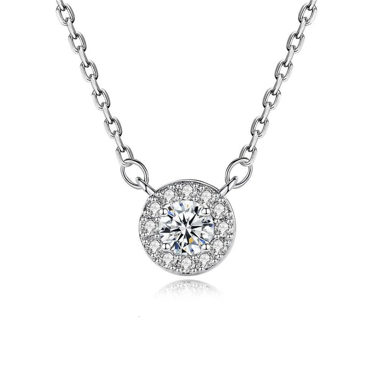 Crystal & Cubic Zirconia Silver-Plated Halo Pendant Necklace