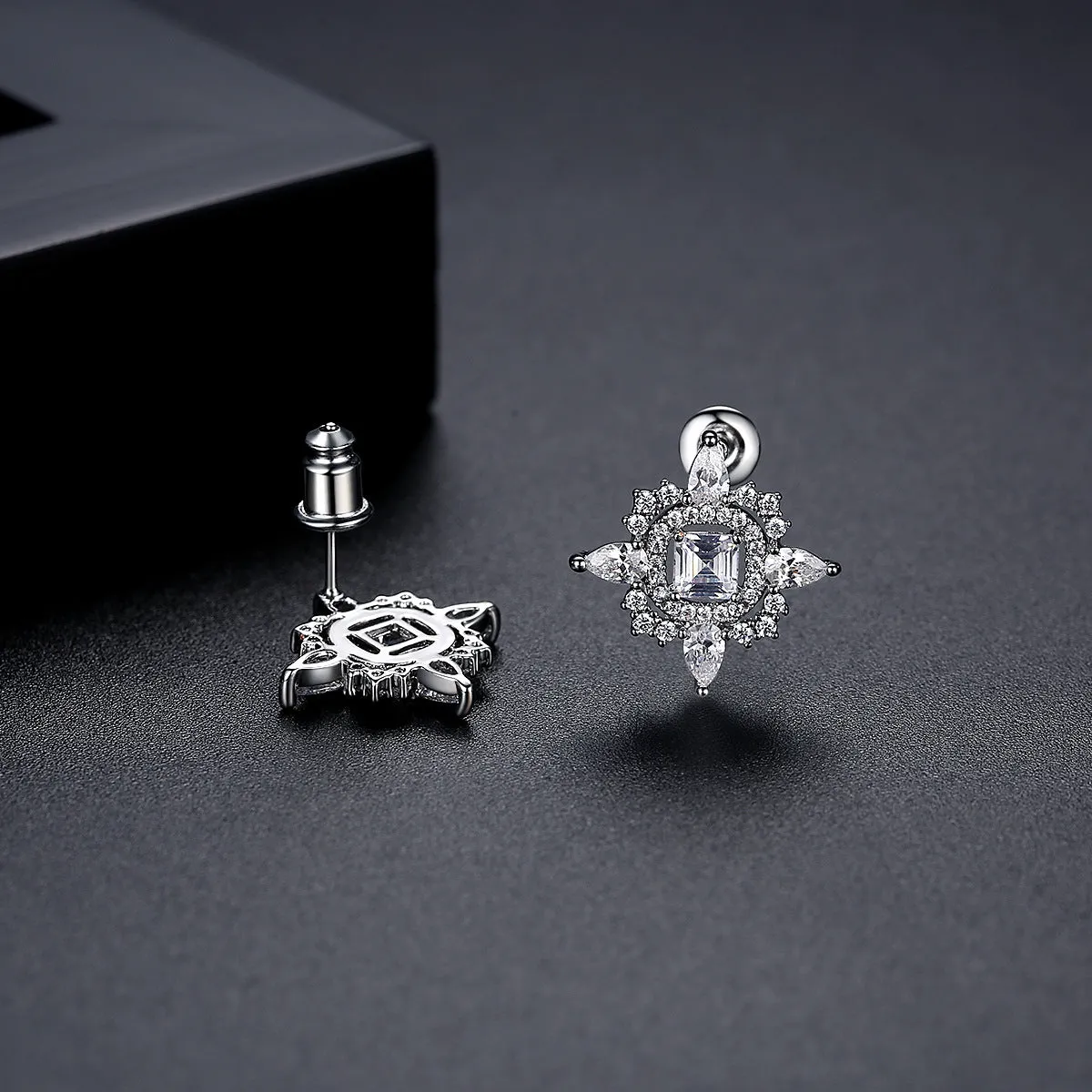 Crystal & Cubic Zirconia Silver-Plated Lotus Stud Earrings