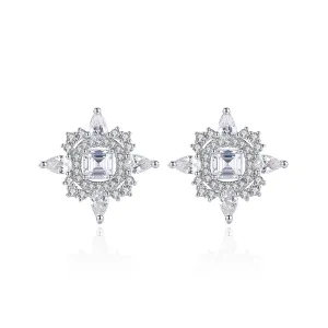 Crystal & Cubic Zirconia Silver-Plated Lotus Stud Earrings