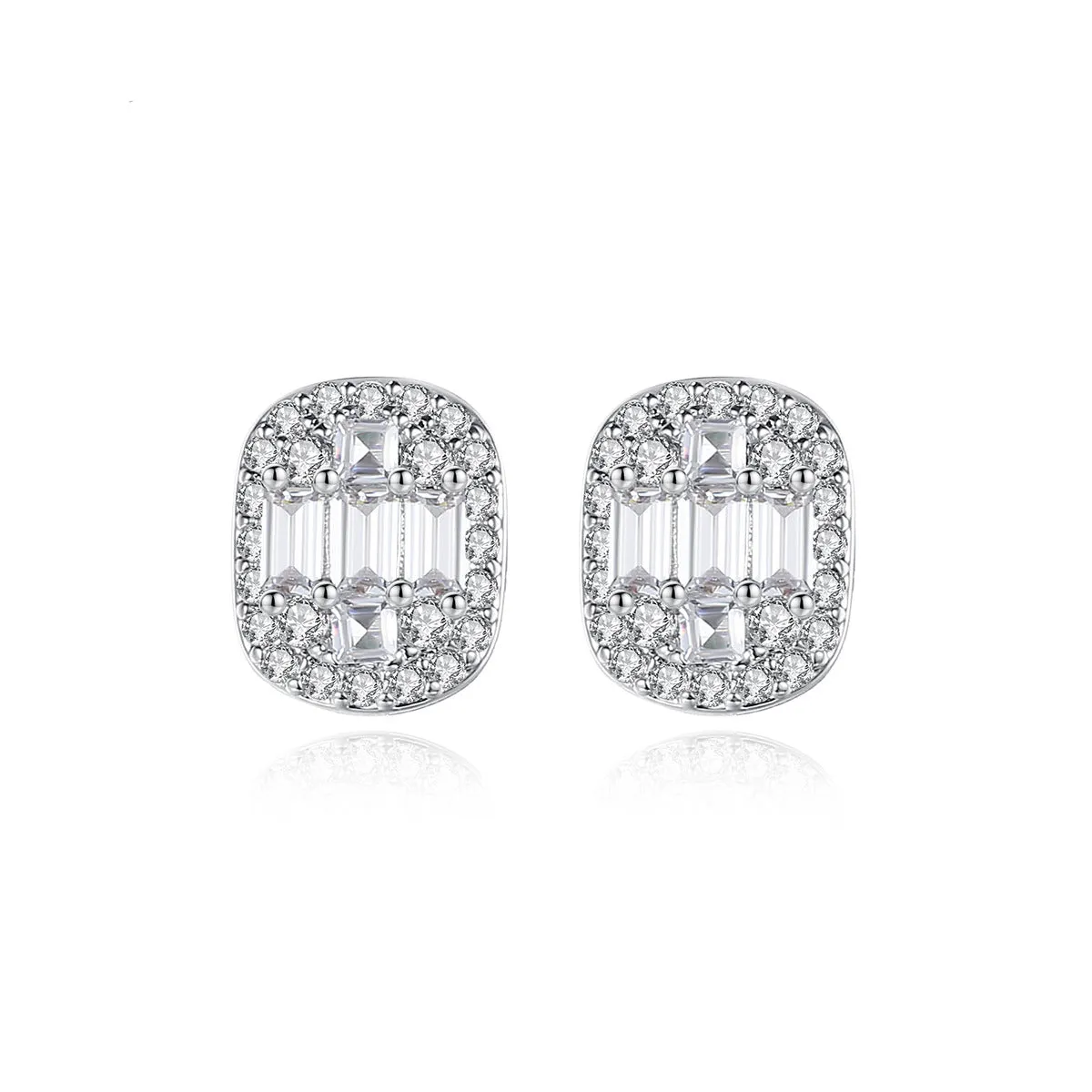 Crystal & Cubic Zirconia Silver-Plated Oval Stud Earrings