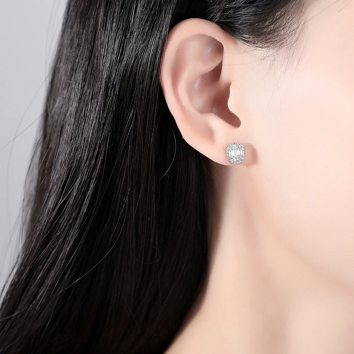 Crystal & Cubic Zirconia Silver-Plated Oval Stud Earrings
