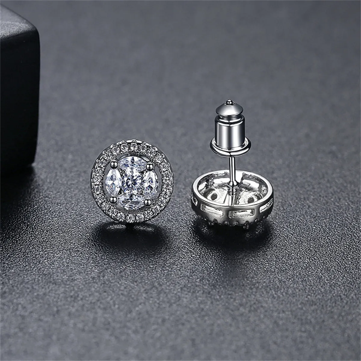 Crystal & Cubic Zirconia Silver-Plated Round Stud Earrings