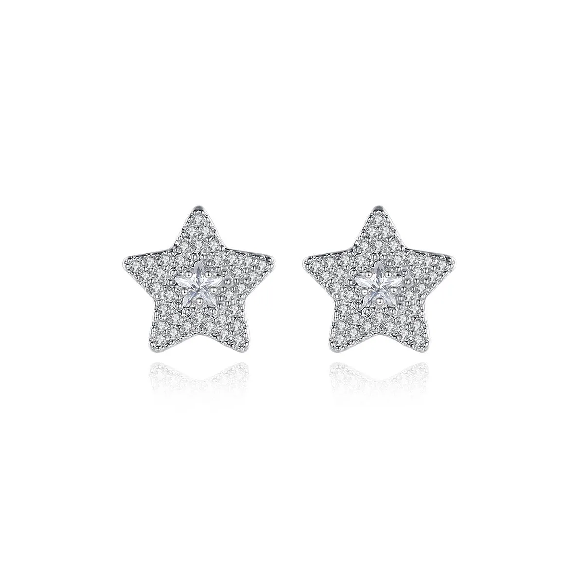 Crystal & Cubic Zirconia Silver-Plated Star Stud Earrings