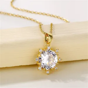 Crystal & Cubic Zirconia Sun Pendant Necklace