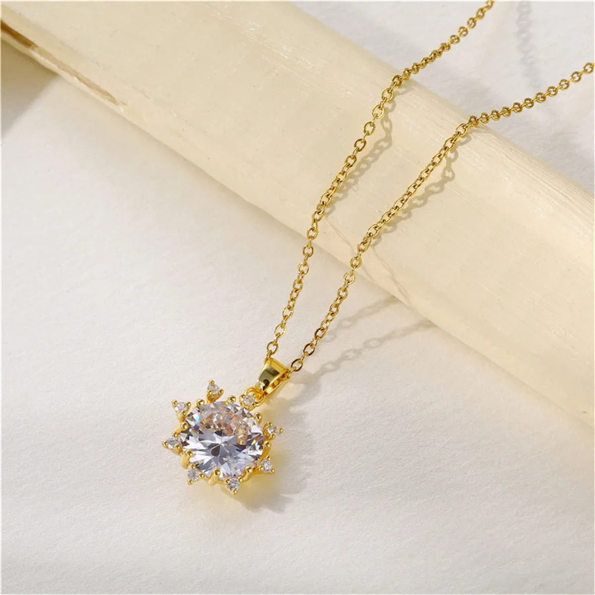 Crystal & Cubic Zirconia Sun Pendant Necklace