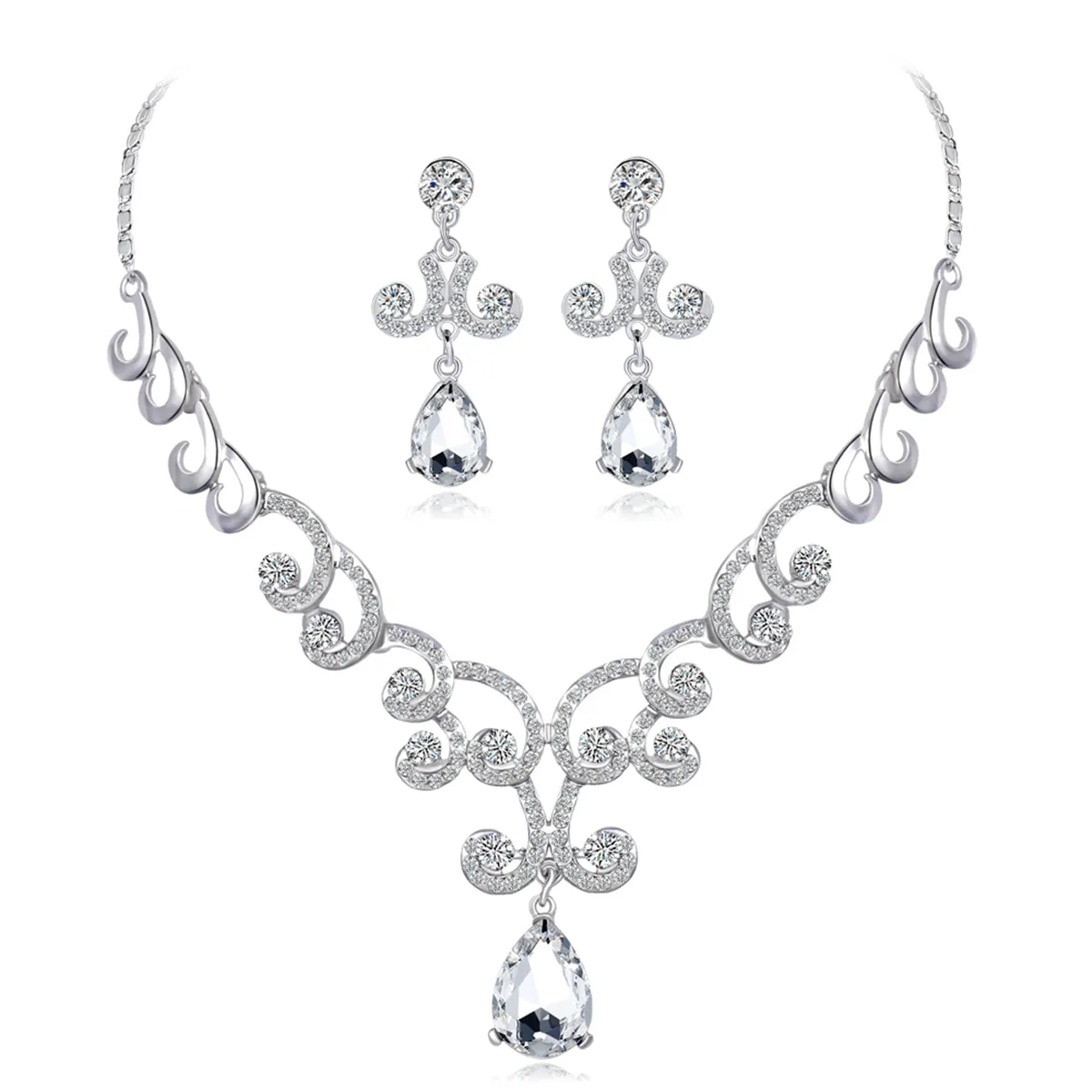 Crystal & Cubic Zirconia Swirl Collar Necklace Set