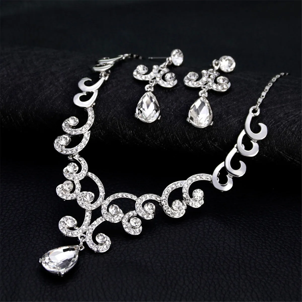 Crystal & Cubic Zirconia Swirl Collar Necklace Set