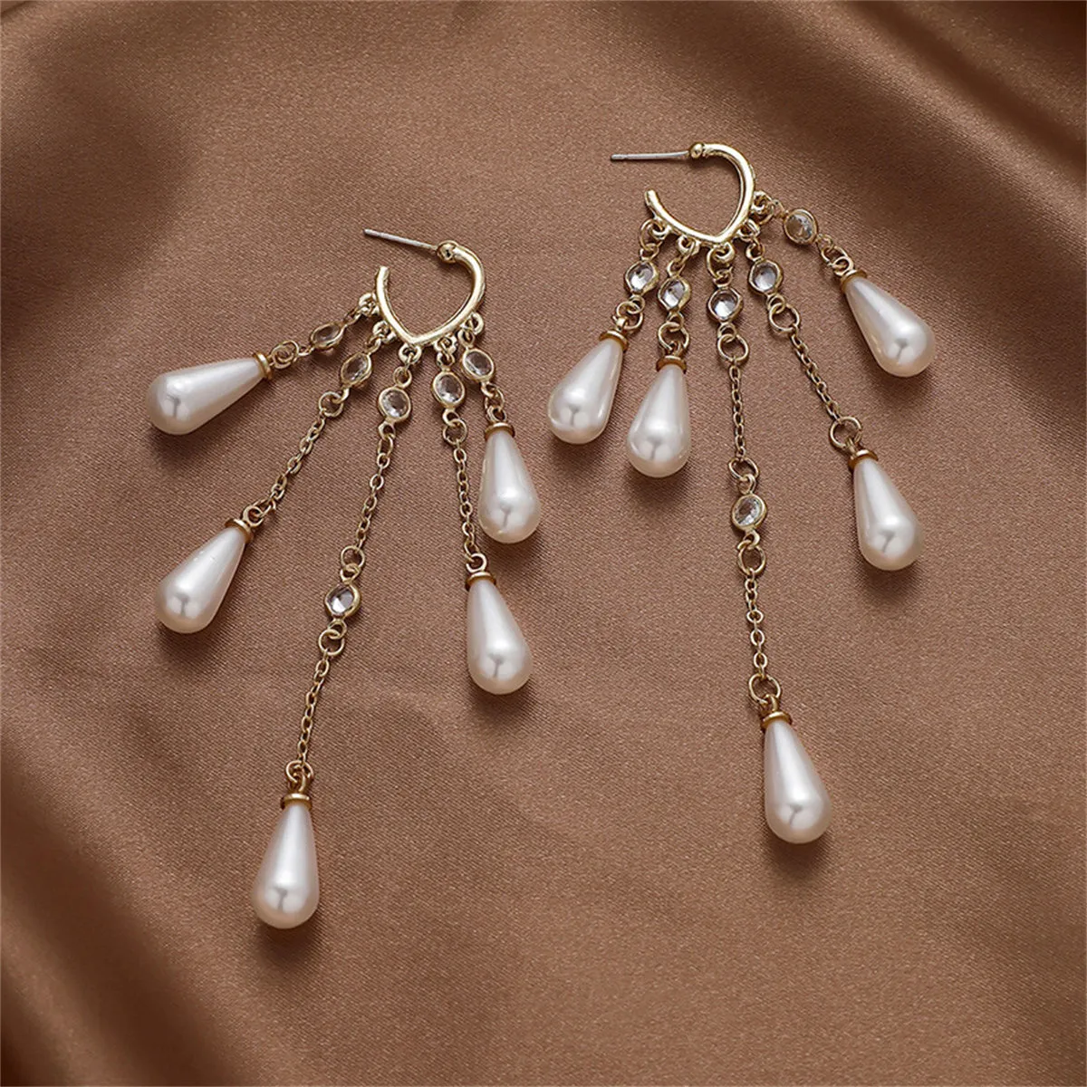 Crystal & Pearl 18K Gold-Plated Heart Drop Earrings