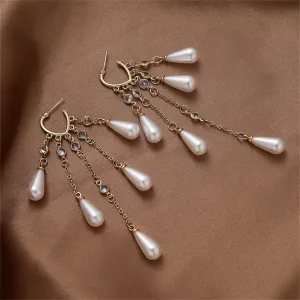 Crystal & Pearl 18K Gold-Plated Heart Drop Earrings
