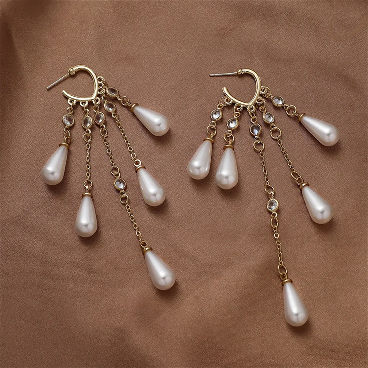 Crystal & Pearl 18K Gold-Plated Heart Drop Earrings