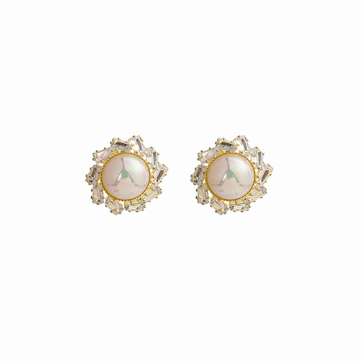 Crystal & Pearl 18K Gold-Plated Round Stud Earrings