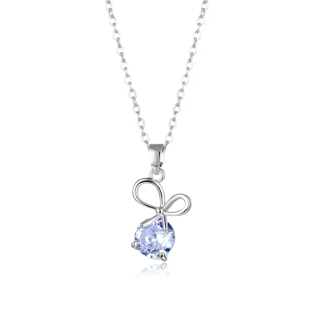 Crystal & Silver-Plated Bow Pendant Necklace