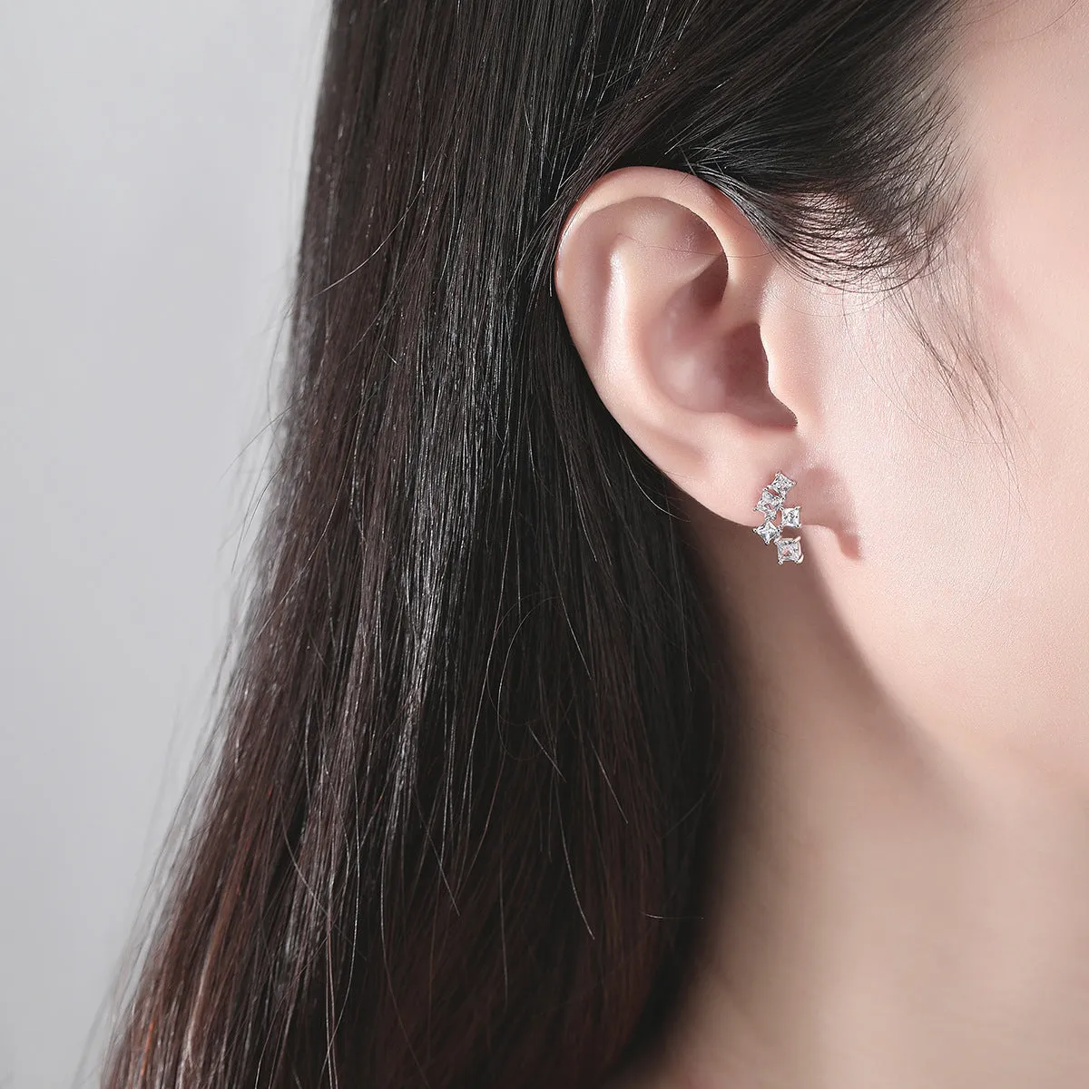 Crystal & Silver-Plated Cluster Stud Earrings