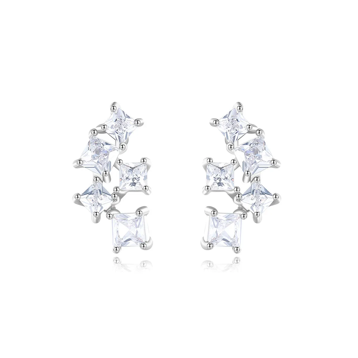 Crystal & Silver-Plated Cluster Stud Earrings