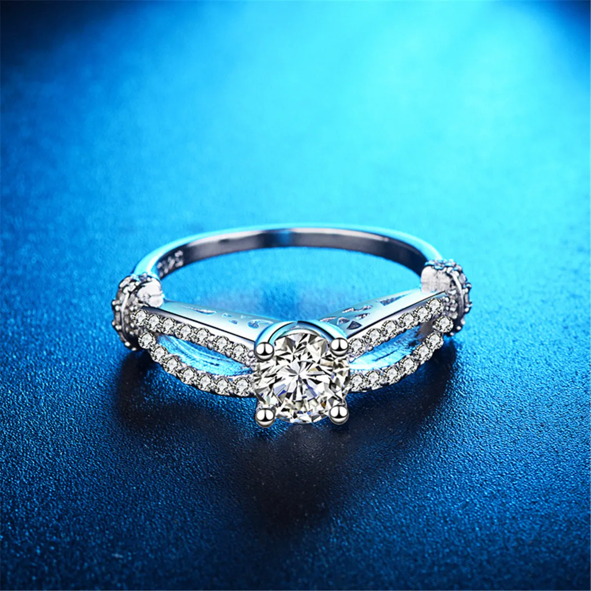 Crystal & Silver-Plated Filigree Ring