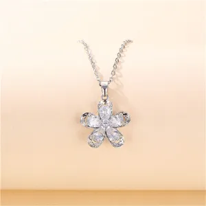 Crystal & Silver-Plated Floral Pendant Necklace