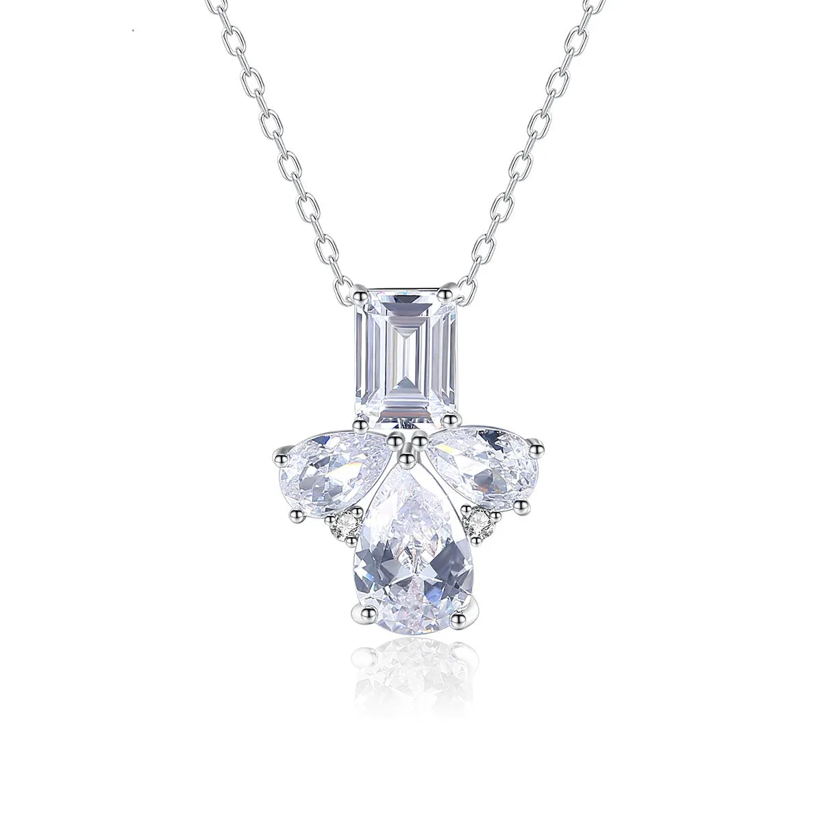 Crystal & Silver-Plated Geometric Pendant Necklace