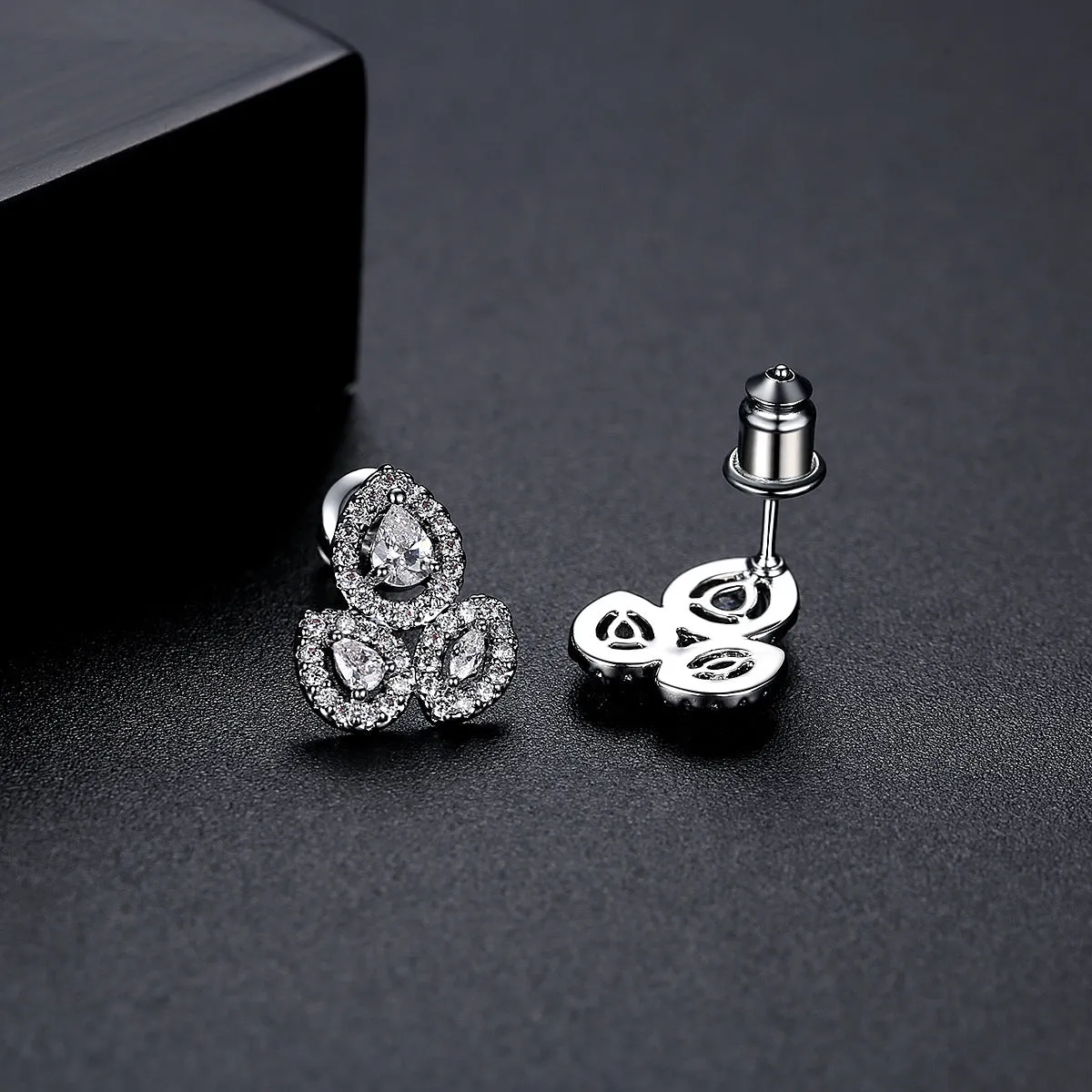 Crystal & Silver-Plated Halo Cluster Stud Earrings