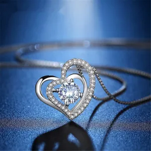 Crystal & Silver-Plated Heart Pendant Necklace