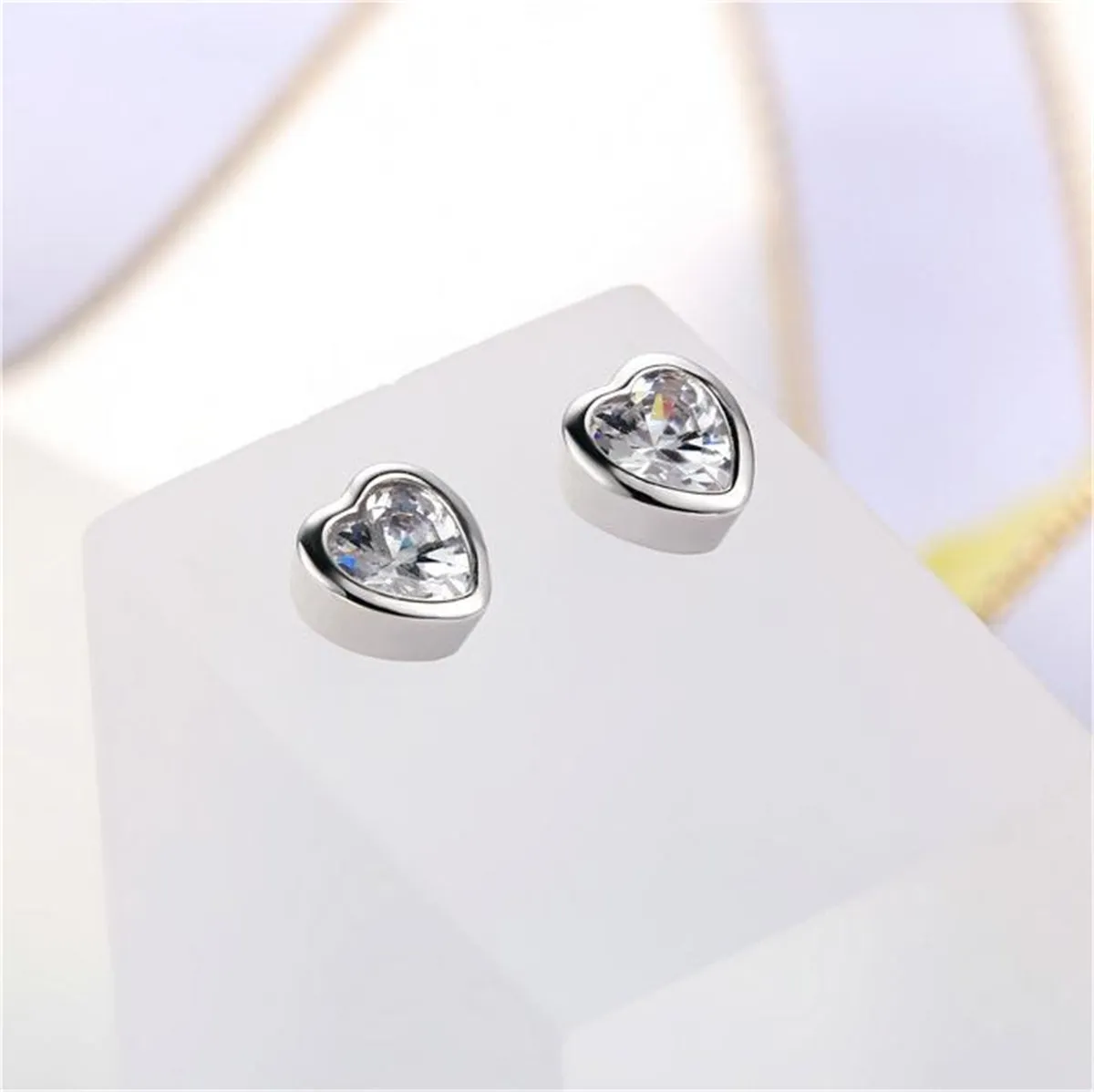 Crystal & Silver-Plated Heart Stud Earrings