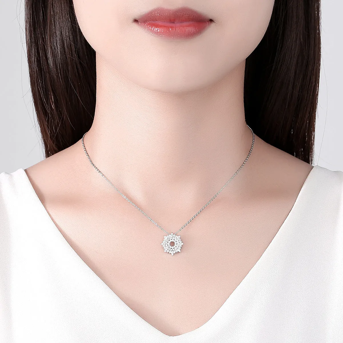 Crystal & Silver-Plated Sunflower Pendant Necklace