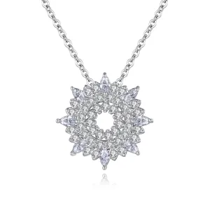 Crystal & Silver-Plated Sunflower Pendant Necklace