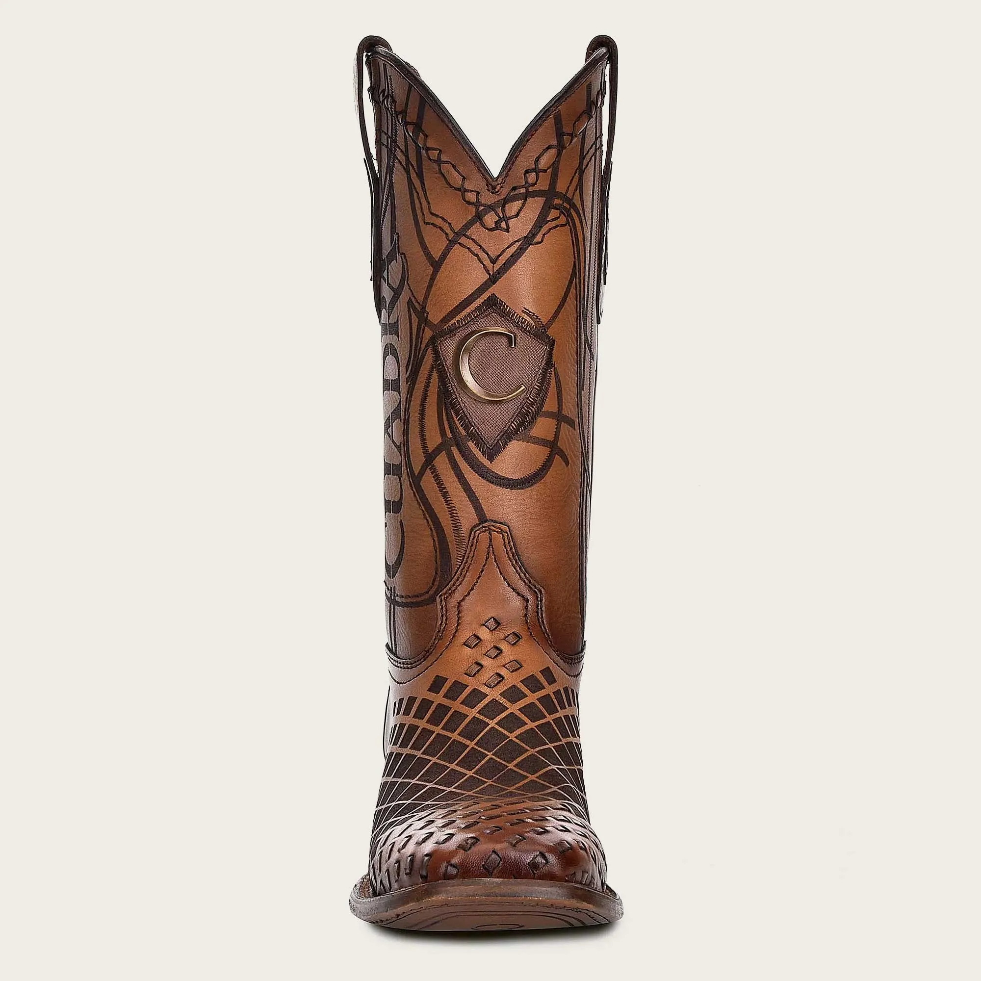 Cuadra Engraved Honey Leather Western Boots CU500