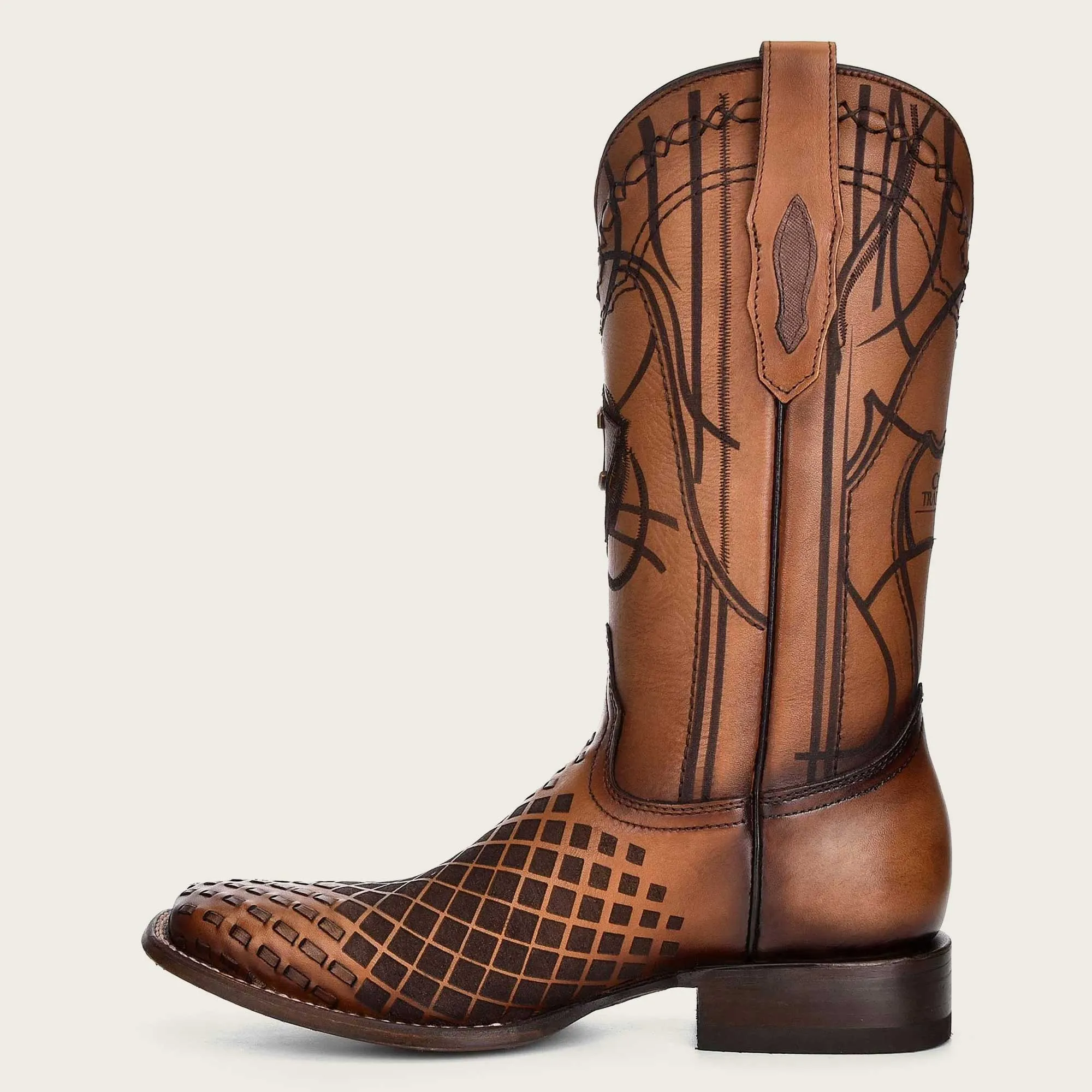 Cuadra Engraved Honey Leather Western Boots CU500